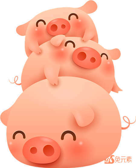 C4D卡通三只可爱的小猪形象